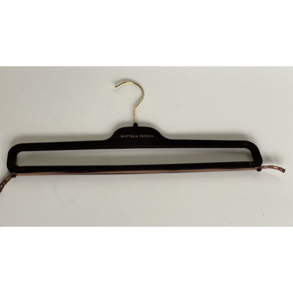 Bottega Veneta Brown Velvet 15" Pants Hangers with Gold Hardware